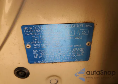 2006 Suzuki Grand Vitara Luxury из США, поврежденный, VIN JS3TE947464100499